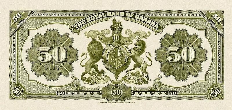 Canada banknote, The Royal Bank, $50 Dollars, 1913, Pick P-S1381, UNC