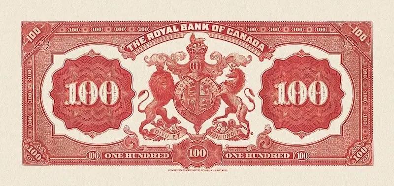Canada banknote, The Royal Bank, $100 Dollars, 1913, Pick P-S1382, UNC