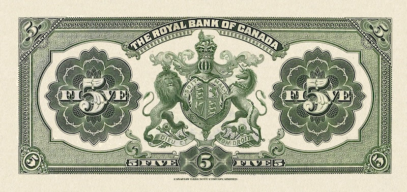 Canada banknote, The Royal Bank, $5 Dollars, 1927, Pick P-S1383, UNC