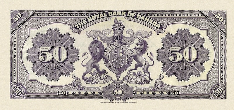 Canada banknote, The Royal Bank, $50 Dollars, 1927, Pick P-S1386, UNC
