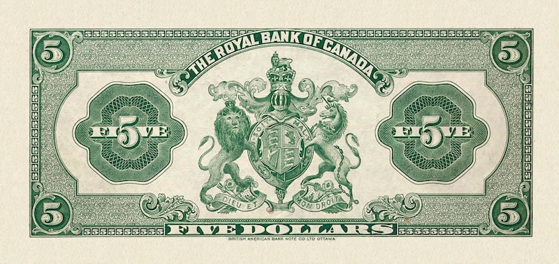 Canada banknote, The Royal Bank, $5 Dollars, 1935, Pick P-S1391, UNC