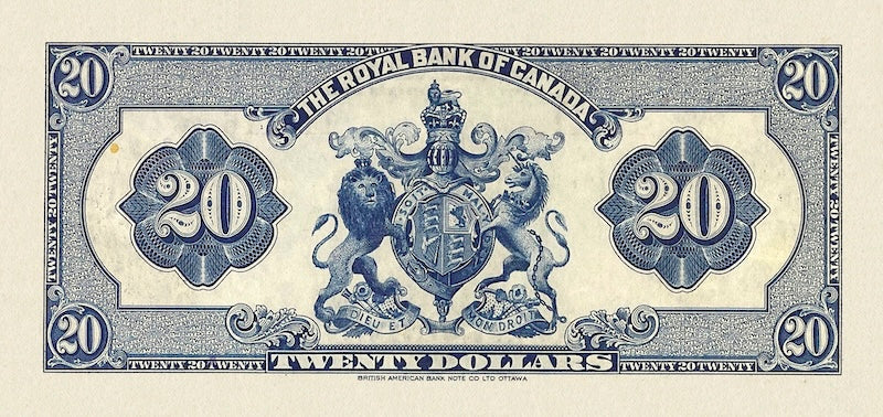 Canada banknote, The Royal Bank, $20 Dollars, 1935, Pick P-S1393, UNC