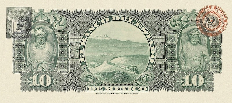 Mexico banknote, Banco del Estado de Mexico, 10 Pesos, 1897, Pick P-S330, UNC