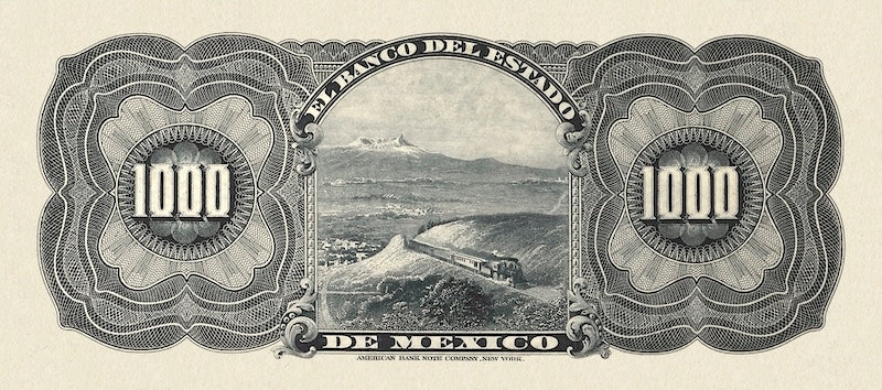 Mexico banknote, Banco del Estado de Mexico, 1000 Pesos, 1897, Pick P-S335, UNC