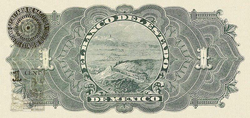 Mexico banknote, Banco del Estado de Mexico, 1 Peso, 1897, Pick P-S336, UNC