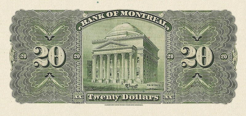 Canada banknote, Bank of Montreal, $20 Dollars, 1931, Pick P-S555, UNC