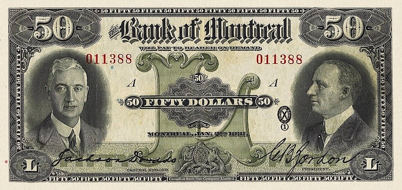 Canada banknote, Bank of Montreal, $50 Dollars, 1931, Pick P-S556, UNC