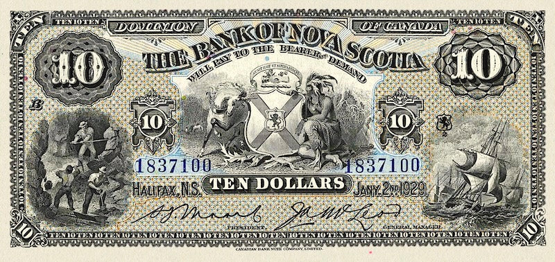Canada banknote, Bank of Nova Scotia, $10 Dollars, 1877, Pick P-S623, UNC
