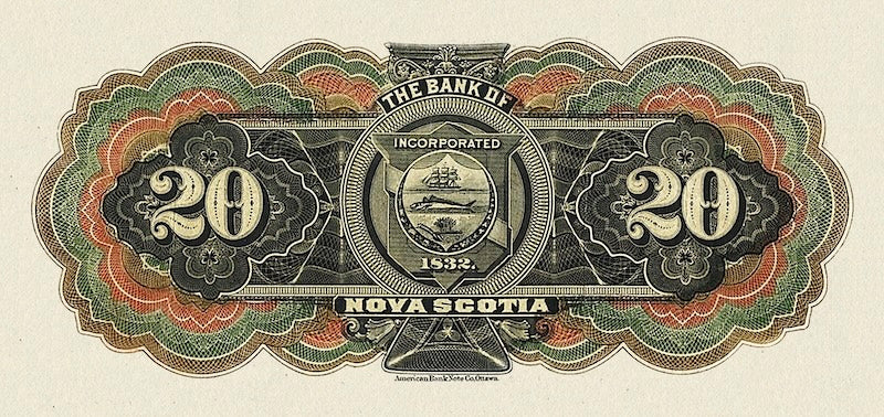 Canada banknote, Bank of Nova Scotia, $20 Dollars, 1877, Pick P-S628, UNC