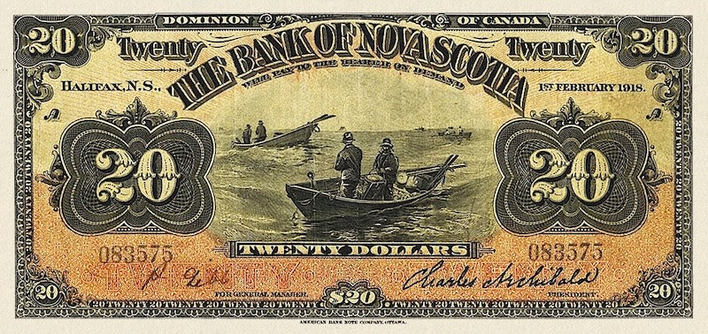 Canada banknote, Bank of Nova Scotia, $20 Dollars, 1877, Pick P-S628, UNC