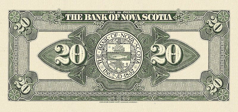 Canada banknote, Bank of Nova Scotia, $20 Dollars, 1877, Pick P-S629a, UNC