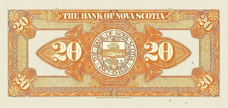 Canada banknote, Bank of Nova Scotia, $20 Dollars, 1877, Pick P-S629b, UNC