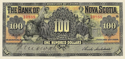 Canada banknote, Bank of Nova Scotia, $100 Dollars, 1877, Pick P-S631, UNC