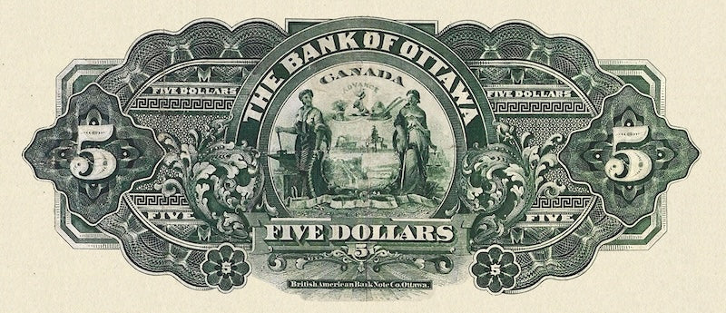 Canada banknote, Bank of Ottawa, $5 Dollars, 1895, Pick P-S651, UNC
