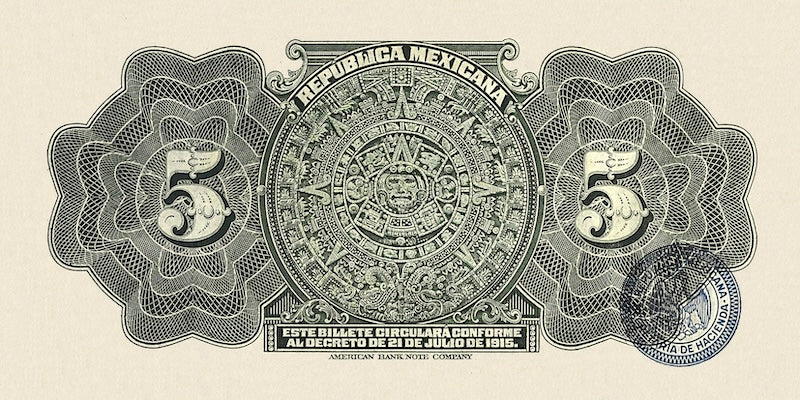 Mexico banknote, Constitutional Government,  5 Pesos, 1915, Pick P-S685, UNC