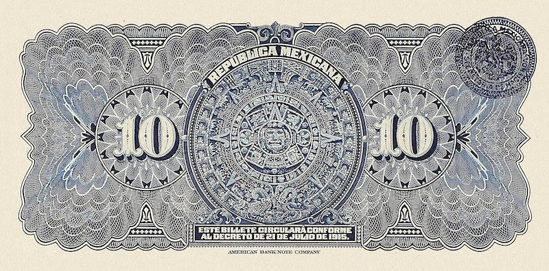 Mexico banknote, Constitutional Government,  10 Pesos, 1915, Pick P-S686, UNC