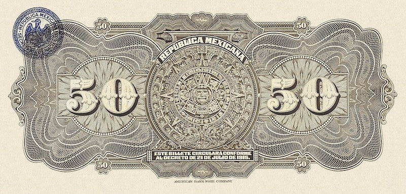 Mexico banknote, Constitutional Government,  50 Pesos, 1915, Pick P-S688, UNC