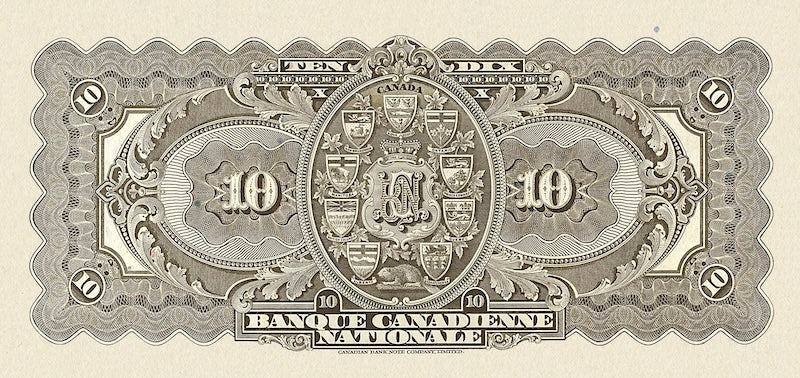 Canada banknote, Banque Canadienne Nationale, $10 Dollars, 1925, Pick P-S707, UNC