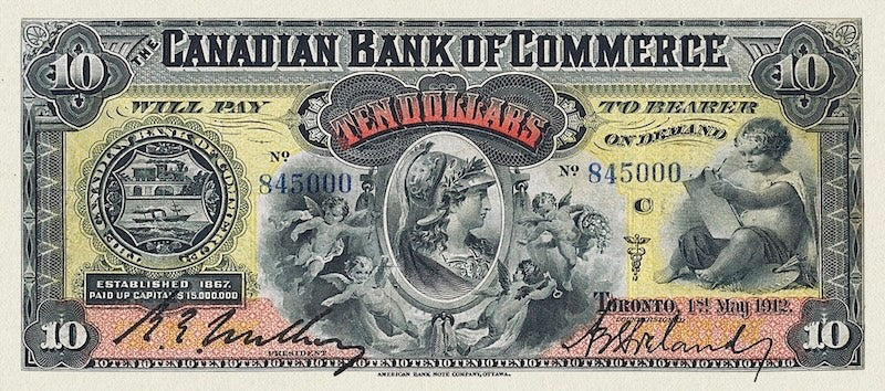 Canada banknote, Canadian Bank of Commerce, $10 Dollars, 1888, Pick P-S961, UNC