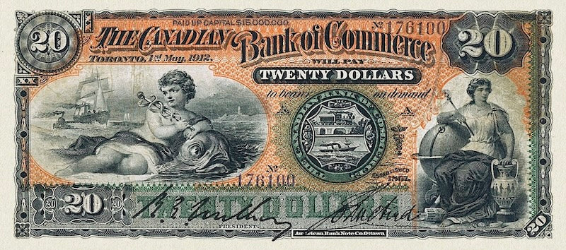 Canada banknote, Canadian Bank of Commerce, $20 Dollars, 1888, Pick P-S962, UNC