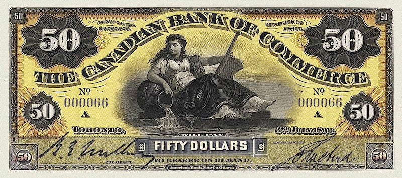 Canada banknote, Canadian Bank of Commerce, $50 Dollars, 1888, Pick P-S963, UNC
