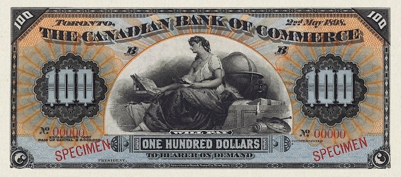 Canada banknote, Canadian Bank of Commerce, $100 Dollars, 1888, Pick P-S964, UNC