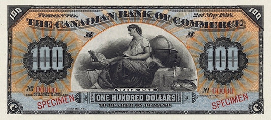Canada banknote, Canadian Bank of Commerce, $100 Dollars, 1888, Pick P-S964, UNC