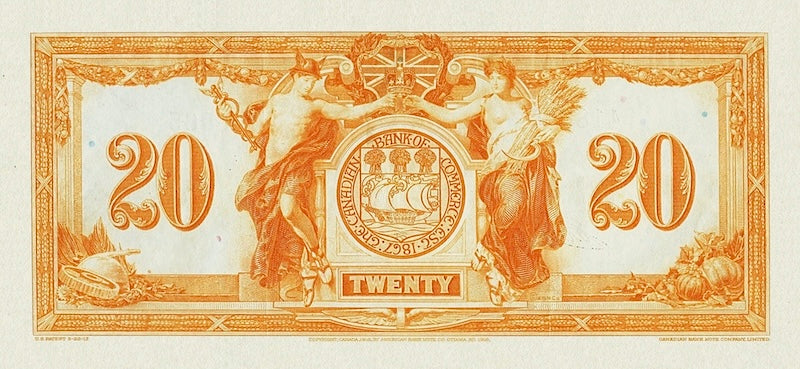 Canada banknote, Canadian Bank of Commerce $20 Dollars, 1917, Pick P-S967, UNC