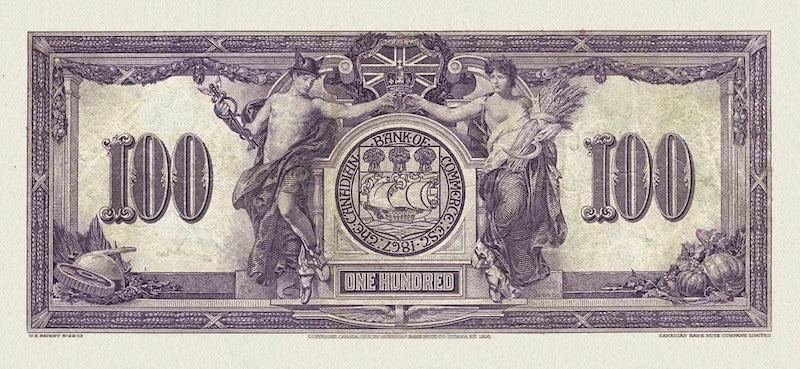 Canada banknote, Canadian Bank of Commerce $100 Dollars, 1917, Pick P-S969, UNC
