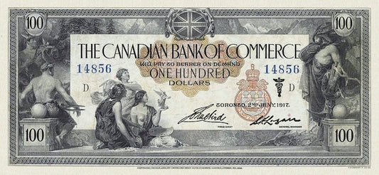Canada banknote, Canadian Bank of Commerce $100 Dollars, 1917, Pick P-S969, UNC